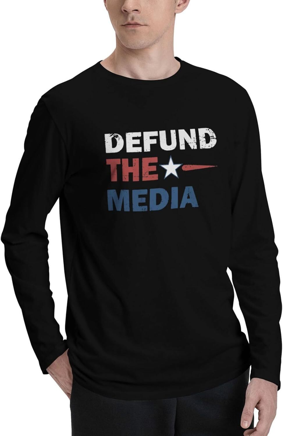 Defund The Media Store 9 Men's Long Sleeve T-shirt 100% Cotton Tee
