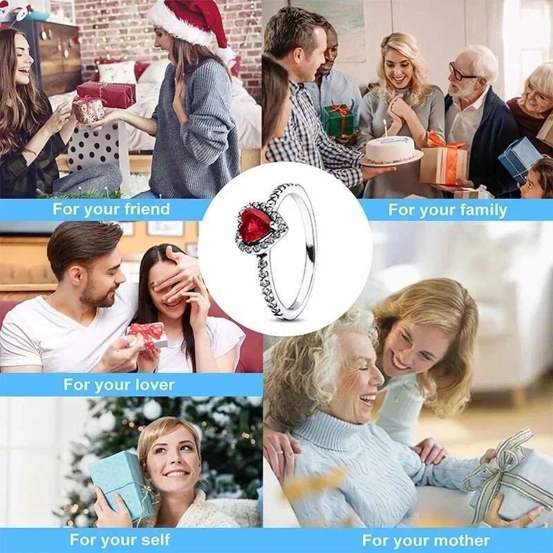 Classics Ring S925 Hot selling Sterling Silver classic shiny heart-shaped ring simple urious charm women's jewelry commemorative gifts