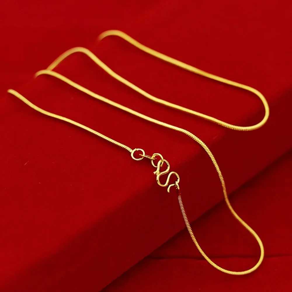 k Yellow Gold Plated Color Necklace for Women Water Wave Chain Snake Bone/Box/O Chain 45cm Necklace Pendant Jewelry Not FadeX240919