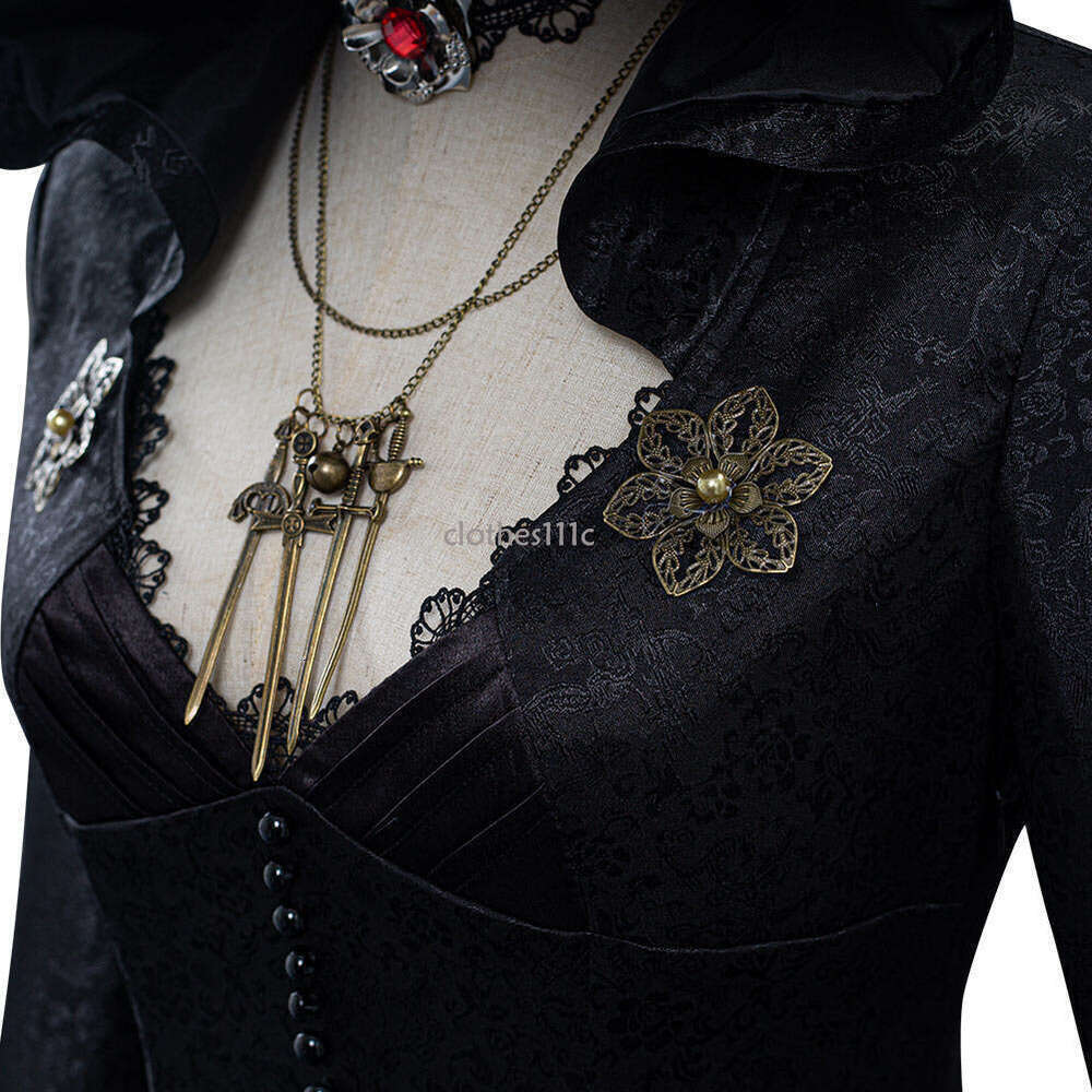 Evil cosplay Women Dimitrescucosplay Dress Biohazard Game 8 Village Costume Necklace Outfits Disguise Halloween Suits halloween costume women