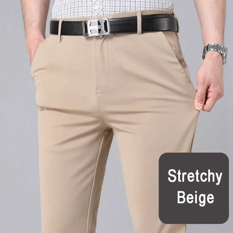 Mens smart casual pants stretch sports mens fast drying Trouser Spring and Autumn full length straight office black navy work pants W240919