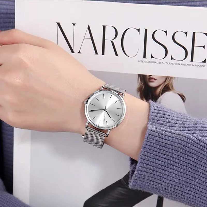 Luxury New High Quality Stainless Steel Mesh Strap Watch Quartz Movement Waterproof Women Man Casual Watches Gifts for WomanX240920
