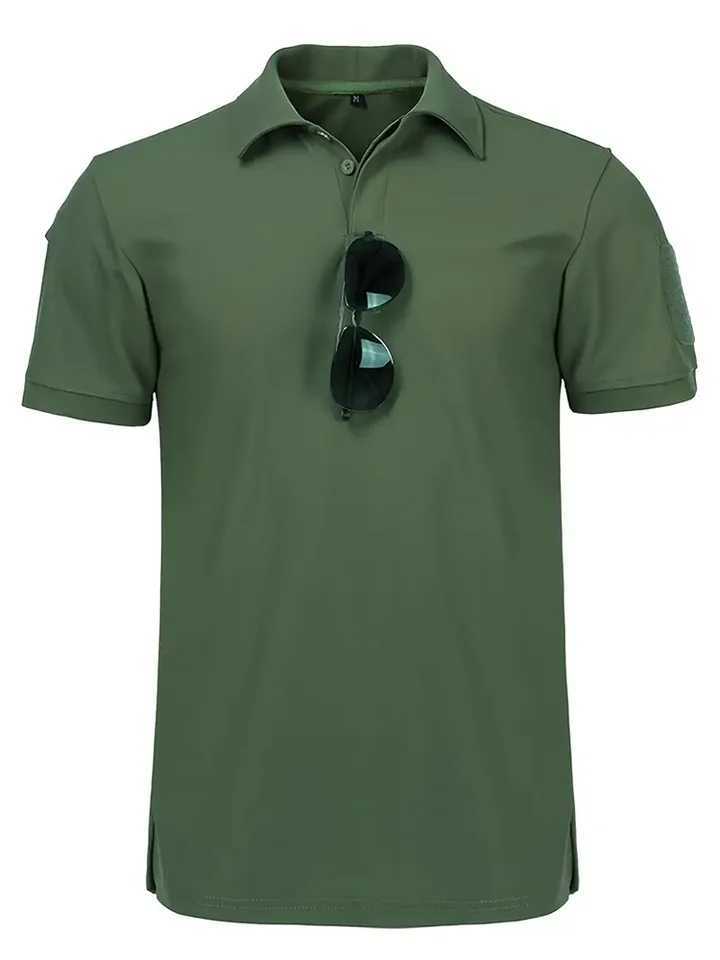 Tactical Military T-shirt Outdoor Breathable Army Combat T Shirt Quick Dry Hunting Camping Hiking Fishing Lapel Polos Tee TopsX240920