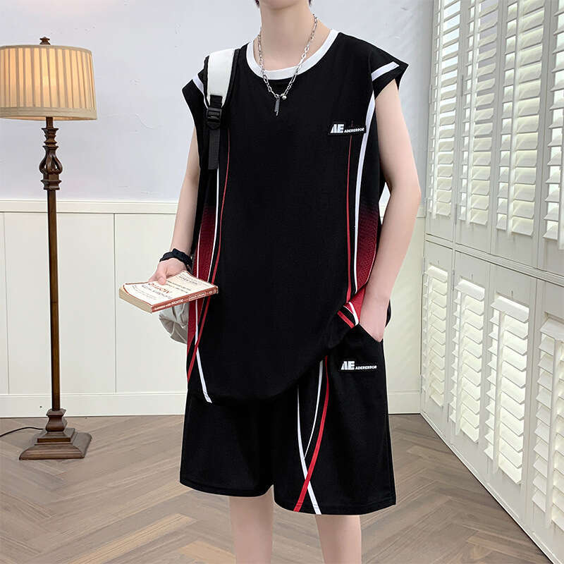 Summer Ice Silk Quick Drying T-Shirt For Boys Aged 13-15, Junior High School Student Tank Top, Jersey Set, 14 Big Boys Basketball Uniform