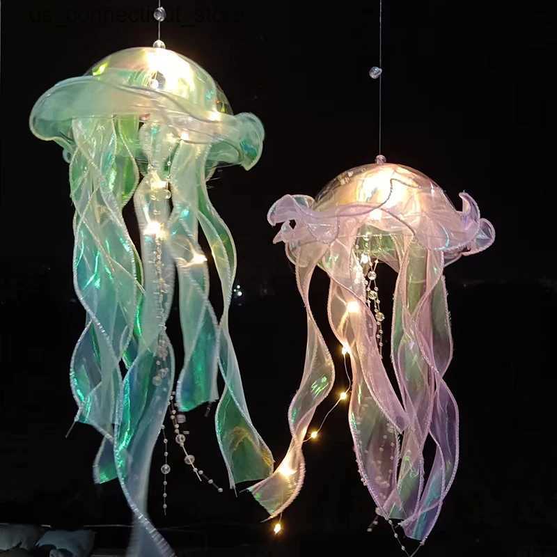 Novelty Lighting F5 DIY Jellyfish Lamp Color Lantern Mermaid Jellyfish Light Lantern Girls Happy Under The Sea Theme Birthday Party Decor Gifts L24091