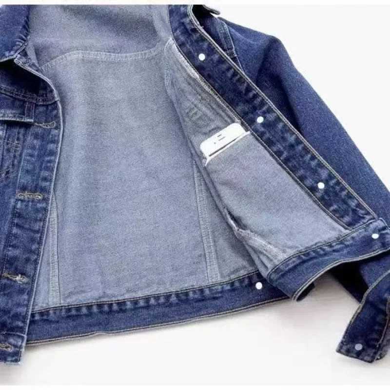 2024 Spring New Denim Jacket Womens Cropped Slim Fit Smooths Your Silhouette Versatile Cardigan Sleeve Top TrendyX240920