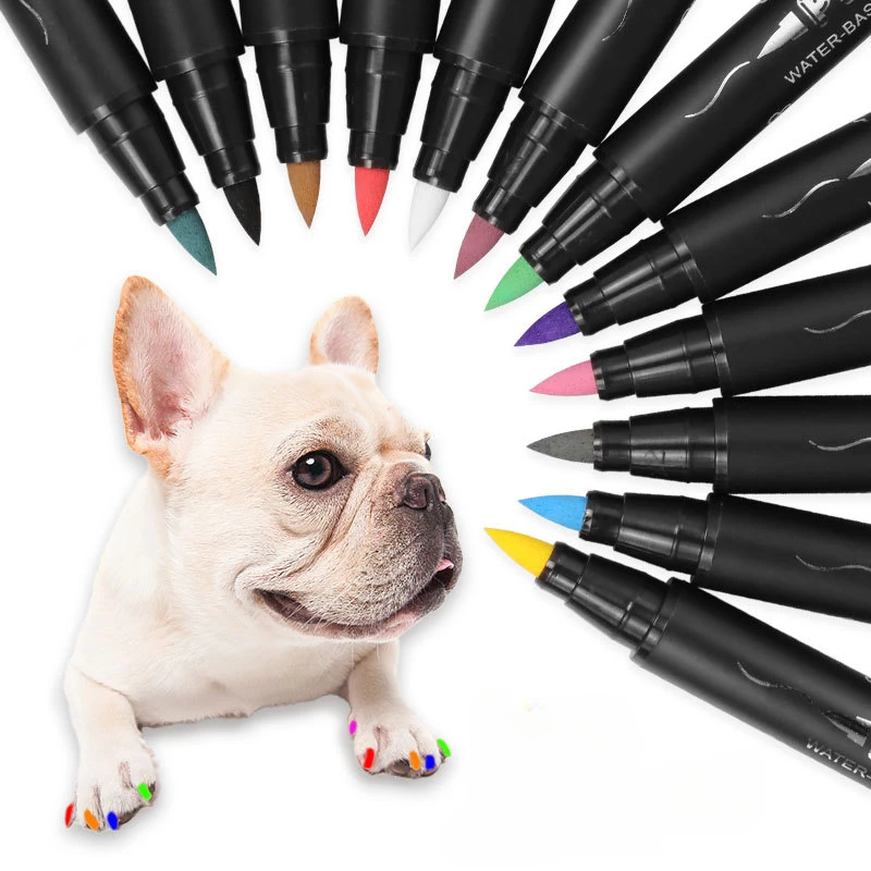New 12 Colours DIY Colouring Pet Nail Pen Soft Tip Nail Pen Doodle Pen for Pets Pet Supplies Hook & Line 3in1 Soft Tip Nail Pen