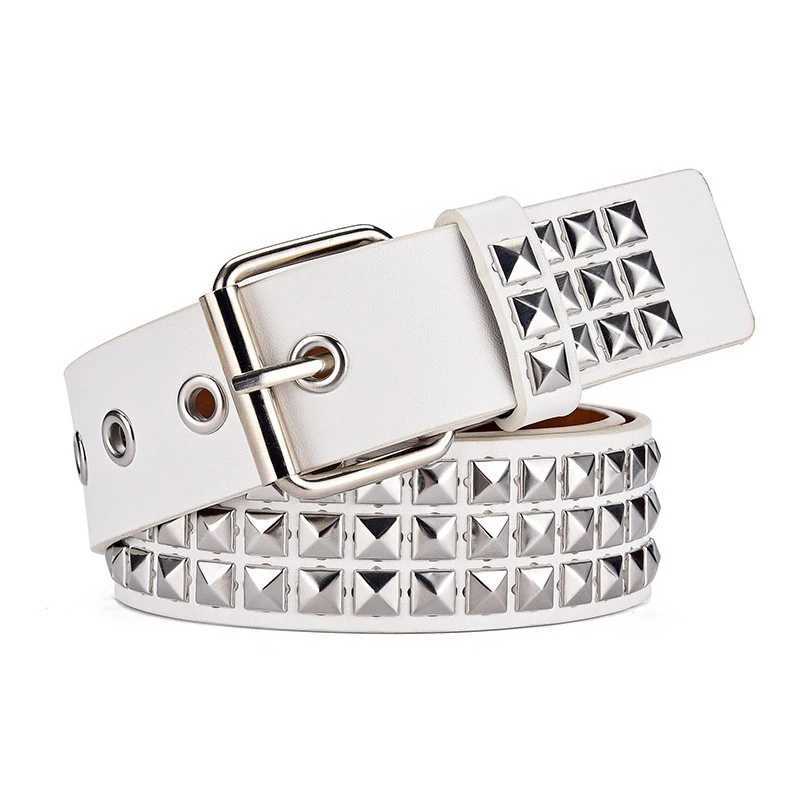 2023 New Square Bead Rivet with Metal Pyramid Belt for Men and Women Punk Hardware Jeans with Designer Belt for Women W240920