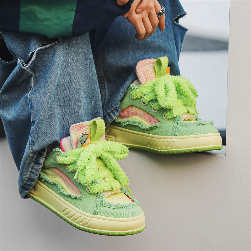 Fashion Spring Skateboarding Designer Green Unisex Platform Shoes Men Low-top Canvas Sneakers 2024 32e7 7b86