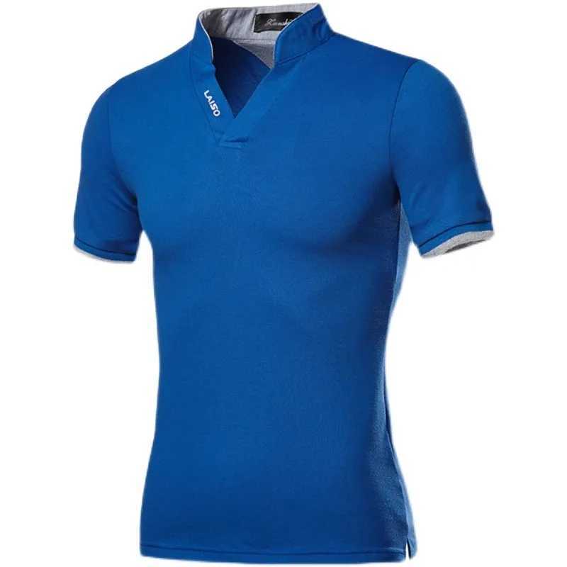2023 New Fashion Brand Polo Shirt Mens Summer Mandarin Collar Slim Fit Solid Color Button Breathable Polos Casual Men t ShirtX240920