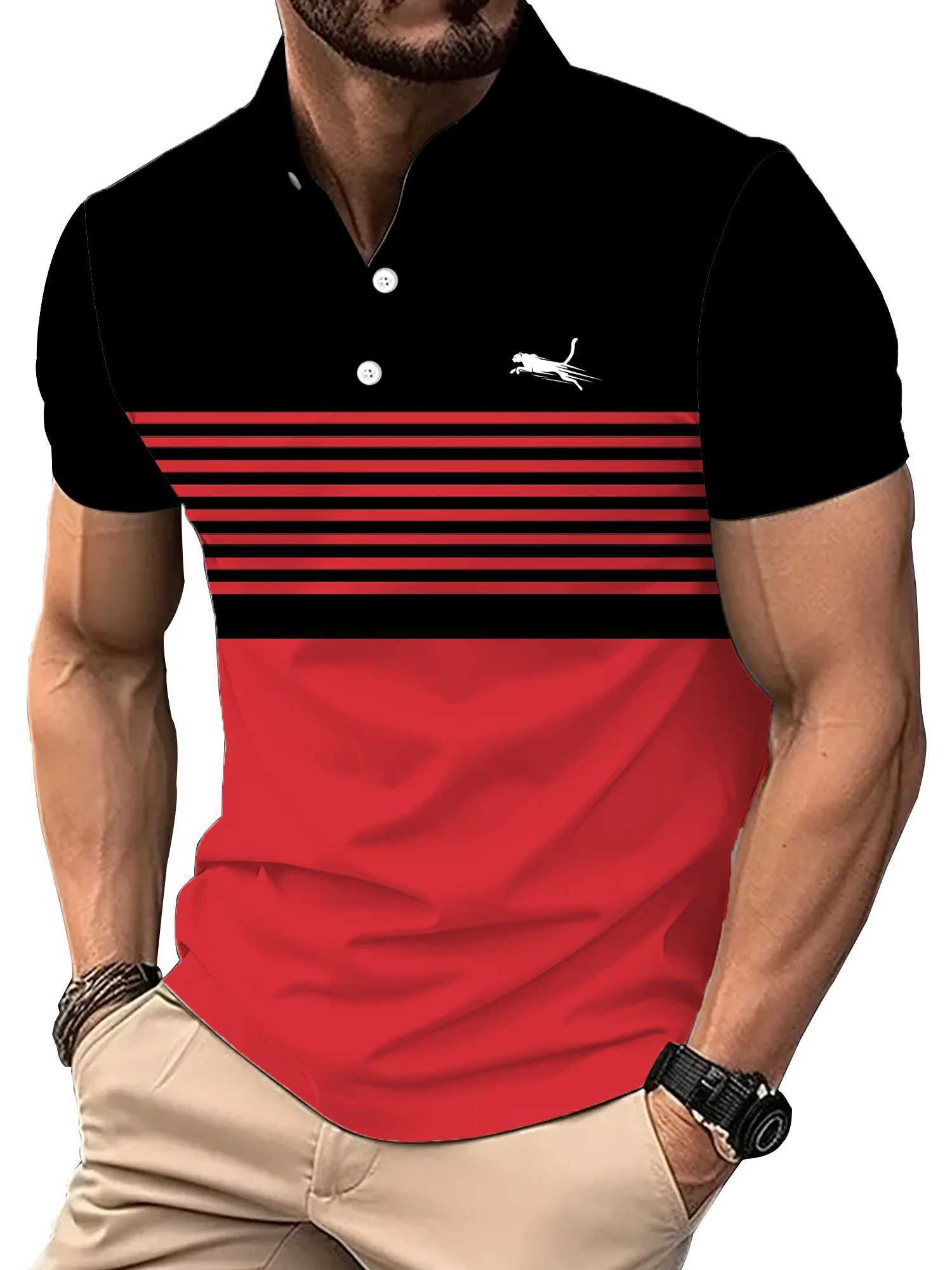 2024 Golf Wear Men Fashion Short -sleeved Striped Stamps Poloshan Casual Lapel POLO Shirt Mens Clothing TopsX240920