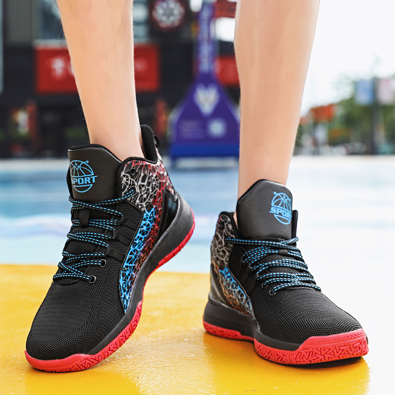 Men's anti-skid and wear-resistant sports shoes, men's high top shoes, shock absorption, practical basketball shoes