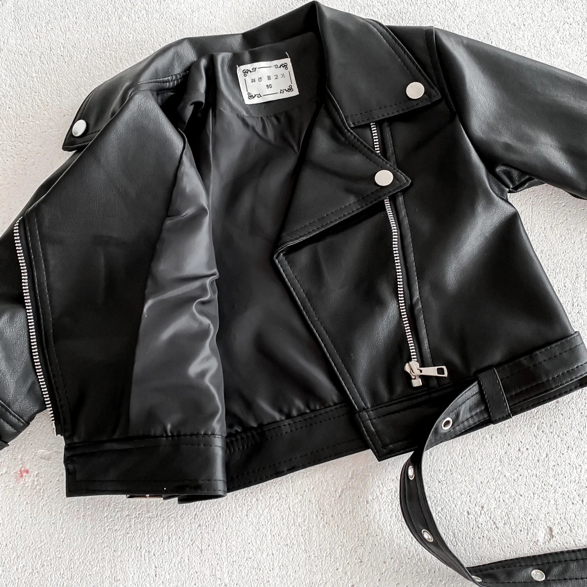 Winter Childrens Baby Girls Fashion Top - Childrens Leather Thick Zipper Girls Coat Preschool Trend Jacket 2-9Y 240918