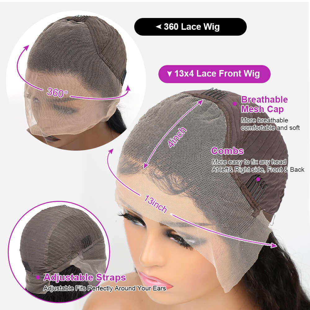 360 Hd Full Frontal 350 Density Kinky Yaki Straight HD Transparent Lace Front Human Hair Wig for Women 40Inch Brazilian