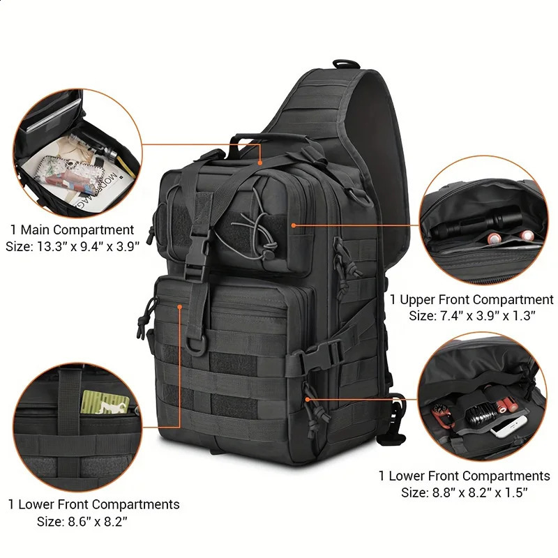 Tactical sling backpack Versatile luggage waterproof EDC Rucksack bag used for outdoor hiking and camping 240919