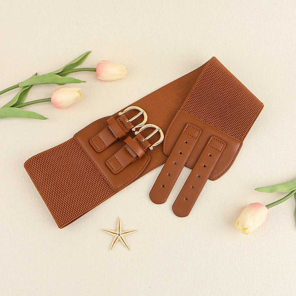 Sexy retro pin buckle waist seal elastic wide waistband for womens fashion accessories W240920