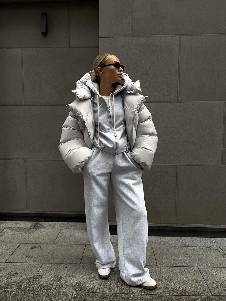 2024 Winter Cotton Padded Women's Streetwear Snow Parka Personalized Hooded Puffer Coat Zipper Outerwear