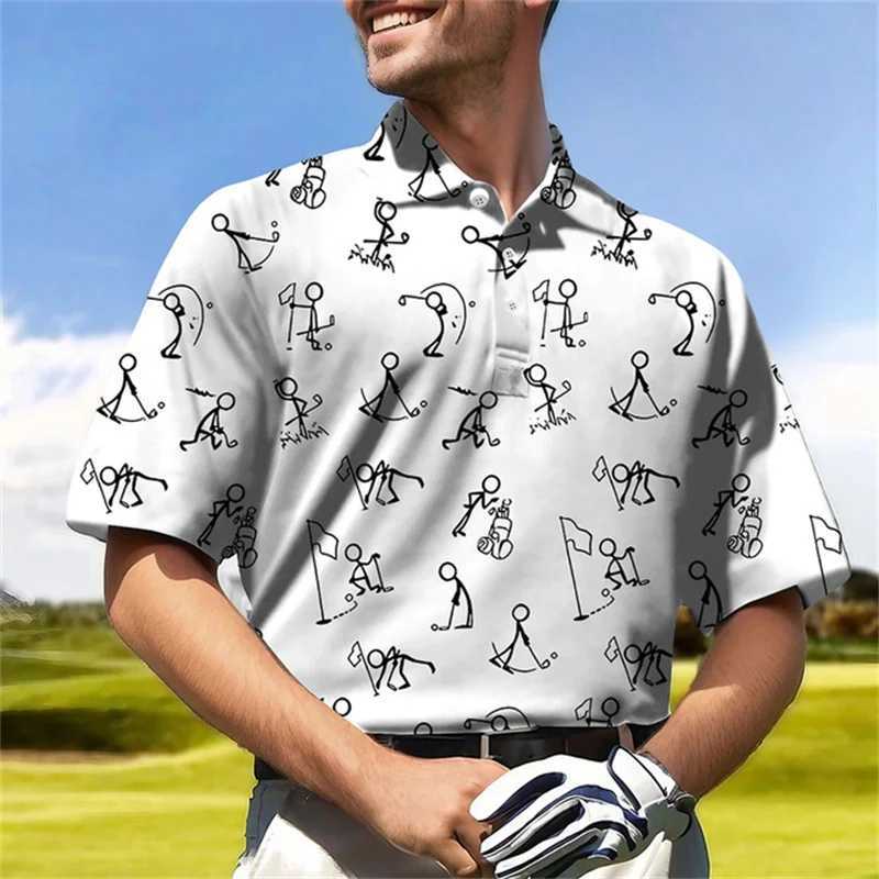 New Golf Harajuku Polo Collar Short sleeved Sweatshirt Mens Polo Shirt Summer Comfortable and Breathable Casual Street ClothingX240920