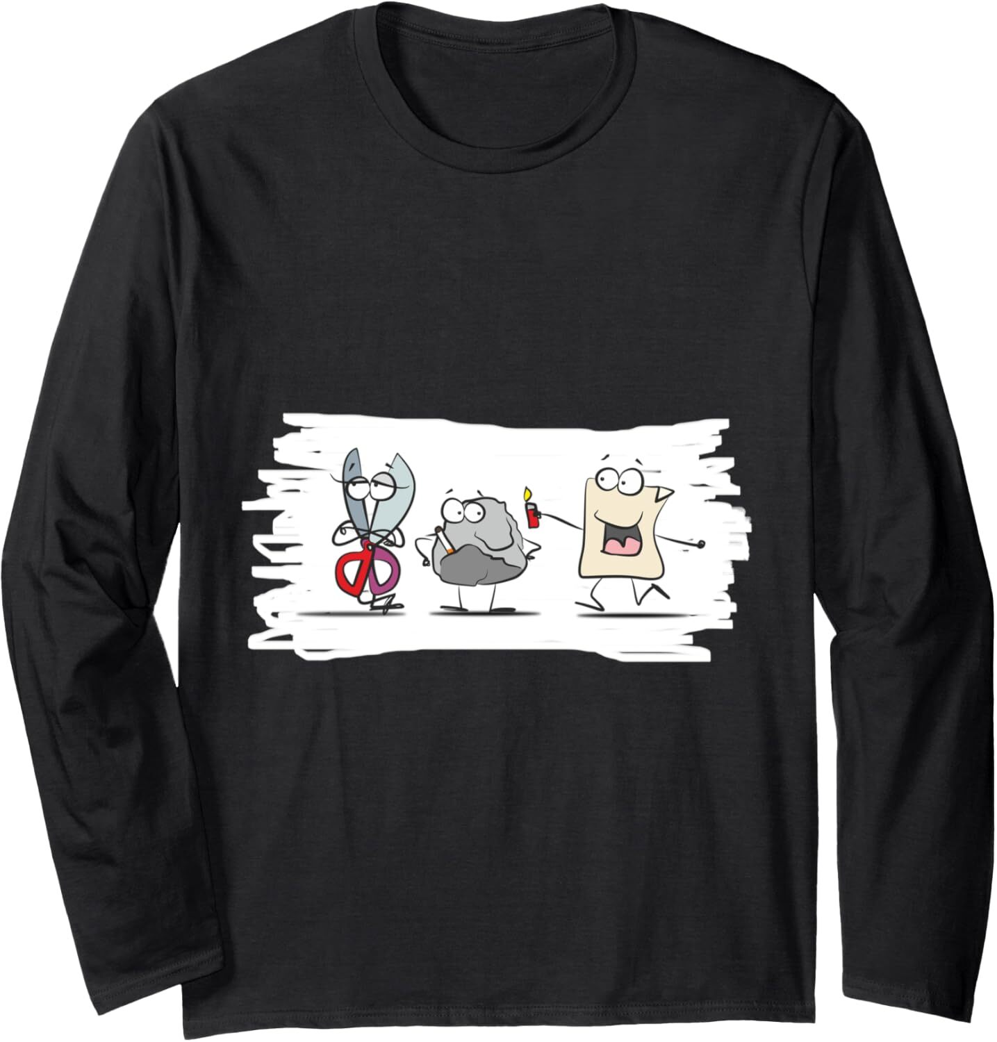 Long Sleeve Shirts for Men sweatshirt Rock Paper Scissors Funny Happy Smile Drawing Gift Long Sleeve Tee Streetwear Casual tops clothes