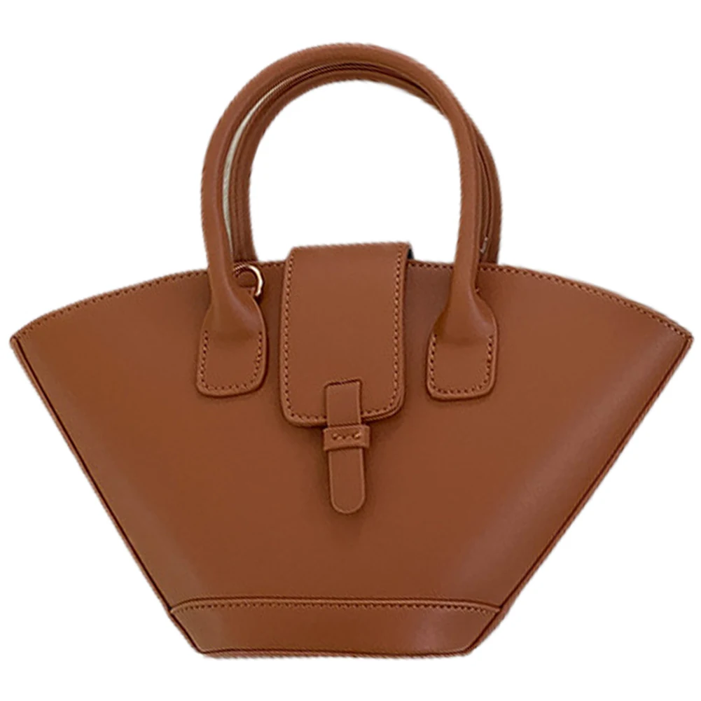 Shoulder Large Capacity Trendy TLXT Crossbody Trapezoid Top Handle Fan-Shaped Bucket for Women Designer Brown Bag