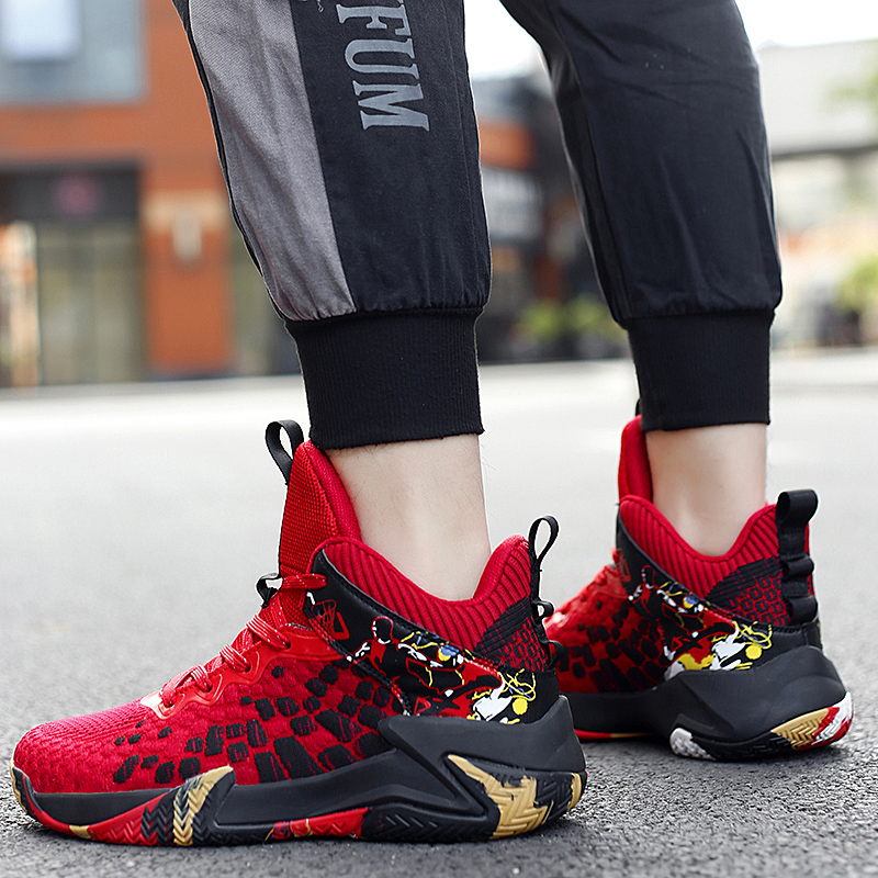 Brand Fashion Red Basketball Shoes For Men Women Sport Sneaker Outdoor Anti-slip Basketball Sneakers Men Athletic Gym Shoes