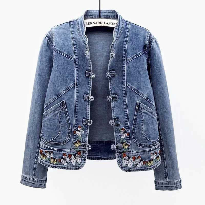 Women Jeans Jacket 2022 New Spring Autumn Clothing Embroidered Short Denim Jackets Female Basic Coat Long Sleeve OuterwearX240920