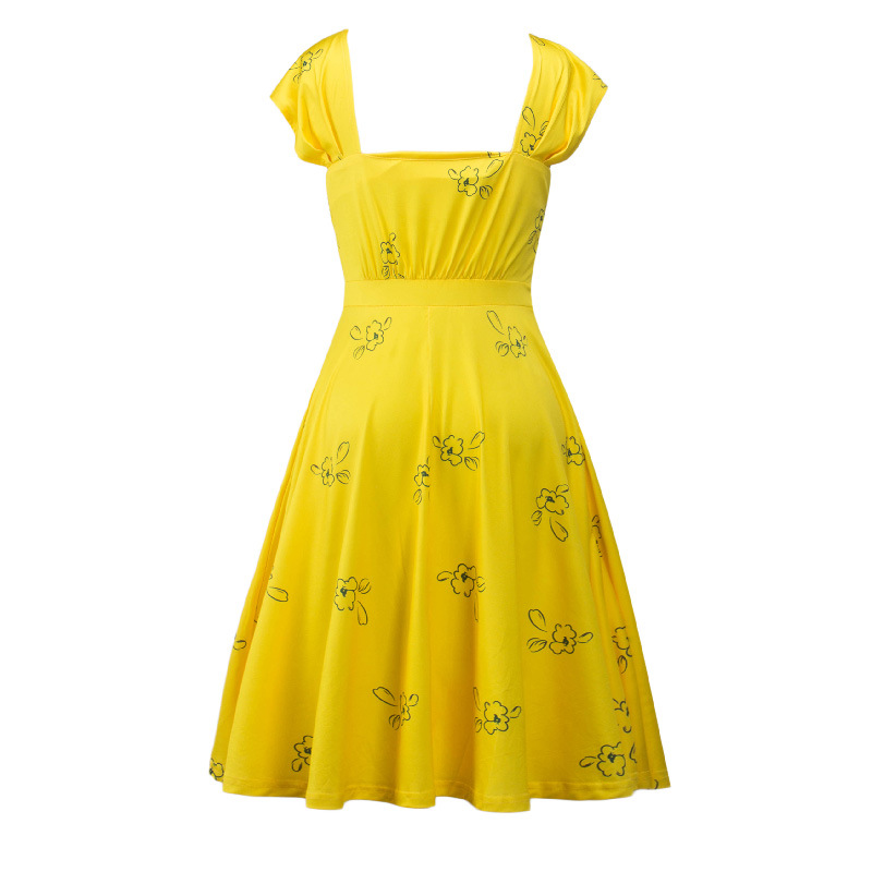 Spring and summer new dresses for European and American women, hot selling mid length dresses casual floral dresses