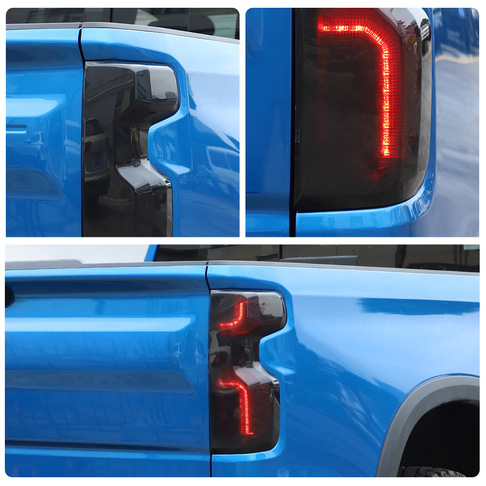 Smoked Black Tail Light Cover Guard Trim for 2022+ Chevrolet Chevy Silverado
