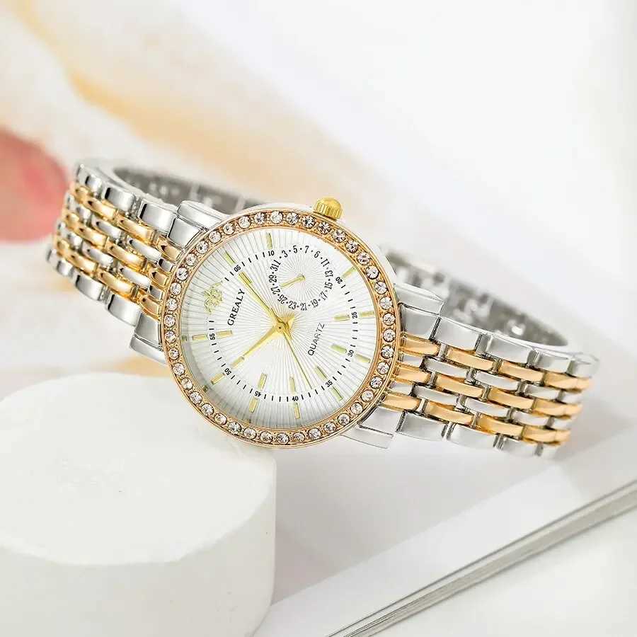 New Casual Watches Women Luxury Fashion Lovers Watch Rhinestone Stainless steel Quartz Watch Men Women Gift Business WristwatchX240920