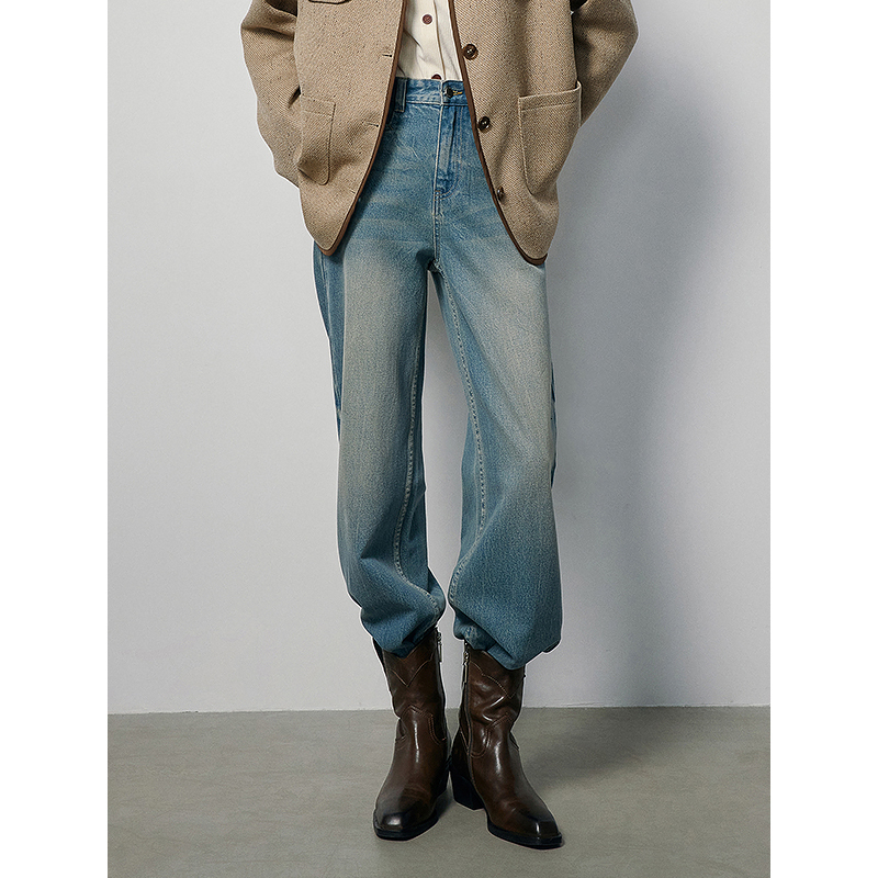 2026 TOYOUTH High Waist Denim Trousers Female Loose Straight Jeans Women Streetwear Casual Long Pants