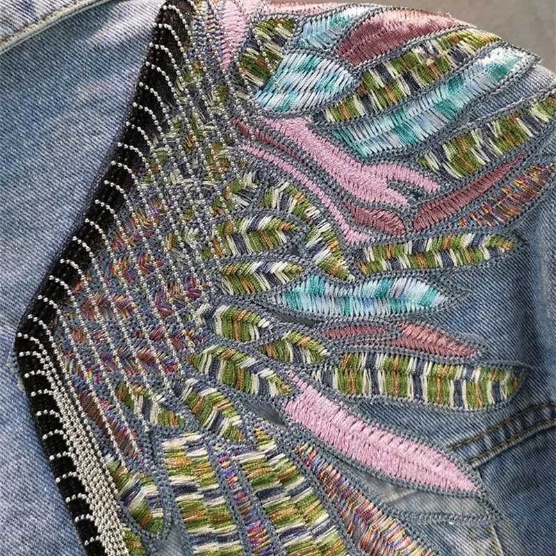 2024 New AutumnFashion Rivet Woman Denim Jacket Long Sleeve Female Jackets Jeans Coat Beading Tassel Denim Coat OuterwearX240920