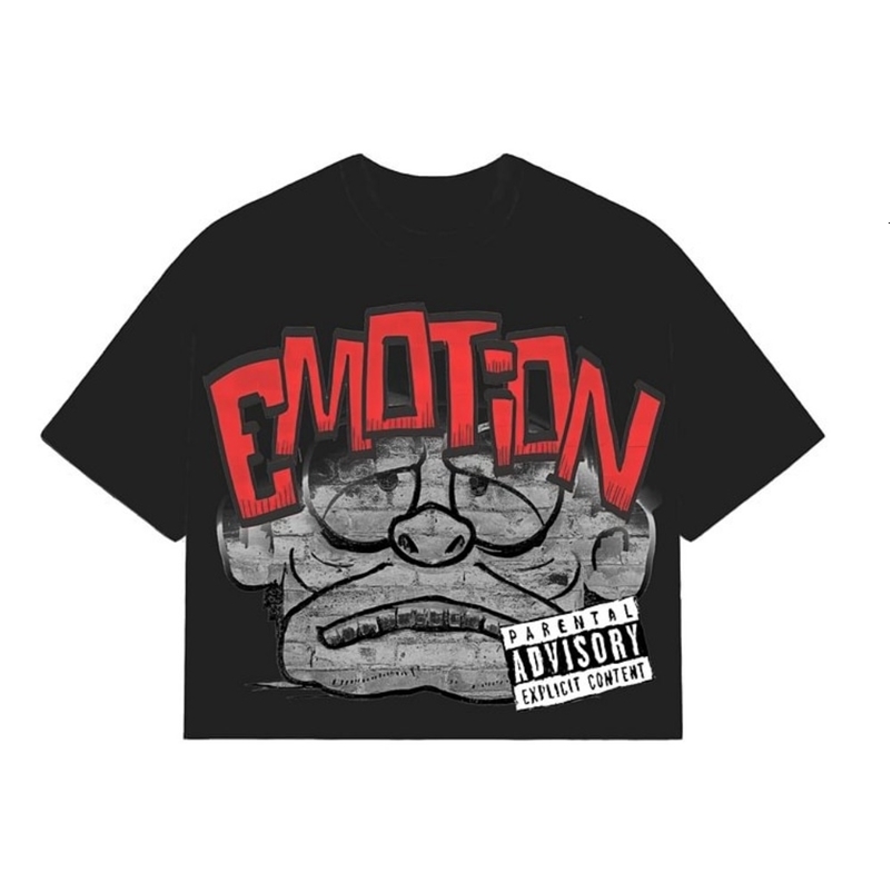 Vintage Cartoon Monster Print 100 Cotton TShirt Men Y2K Summer Short Sleeves Oversize Tshirt Streetwear Women Tops y240919