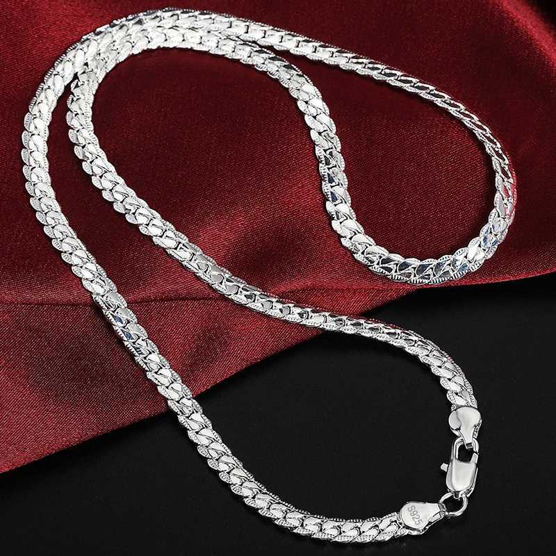 KCRLP 925 Sterling Silver 6mm Side Chain 8/18/20/22/24 Inch Necklace For Woman Men Fashion Wedding Engagement Jewelry GiftX240919