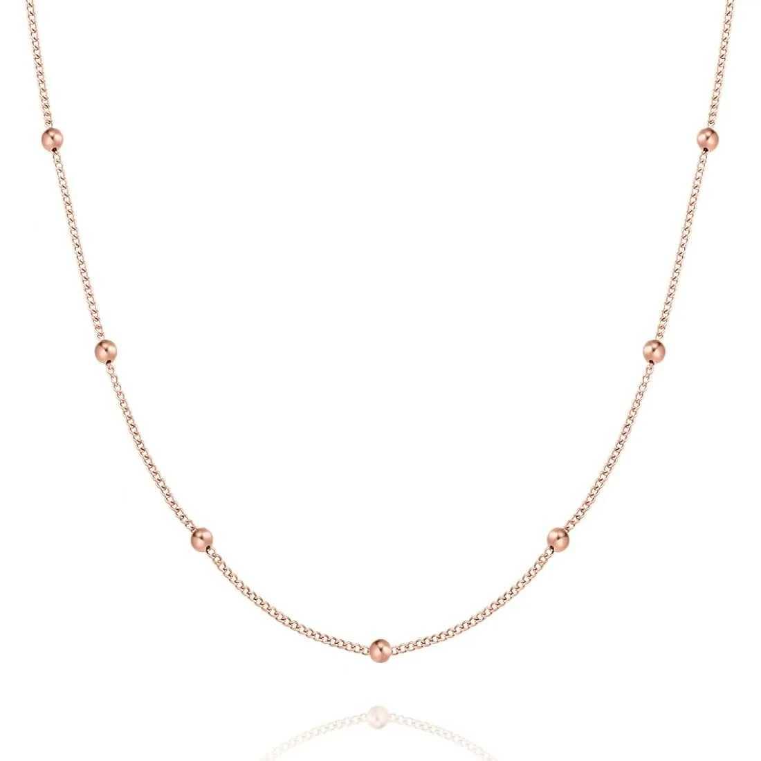 Womens stainless steel beaded necklace Fashion trend Simple clavicle chain Variable length 45+5cm small bead diameter 3mmX240919