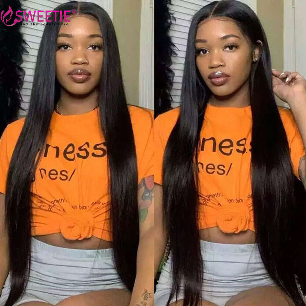 16-40 Inch Straight Front 250 Density Pre Plucked 13x6 Transparent Lace Frontal Wigs For Women Human Hair