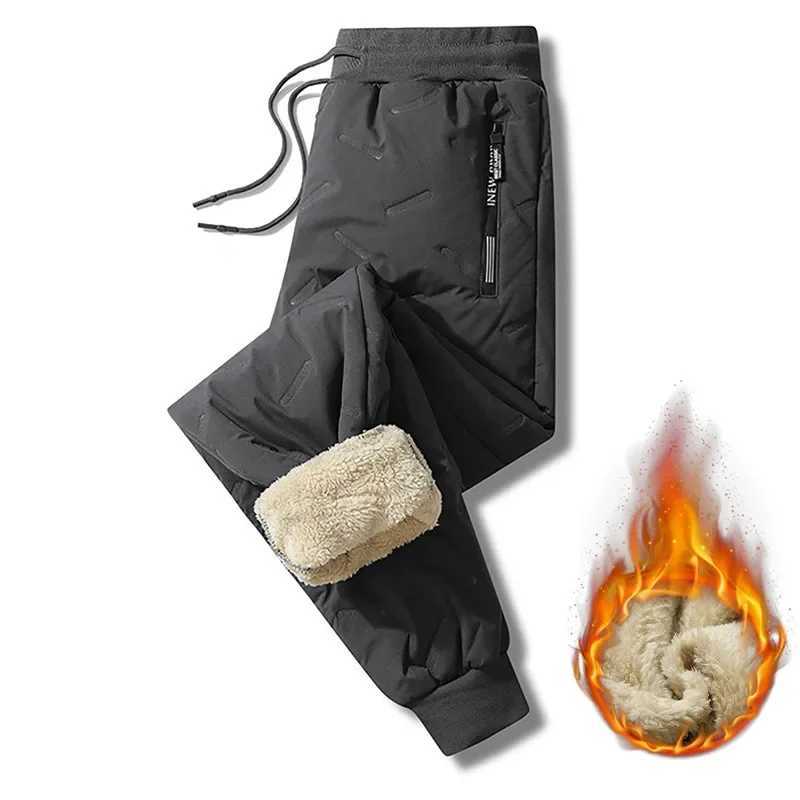 Winter sports shirt mens plush thick wool sports pants Lambswool hot pants casual pants windproof warm cotton pants W240919