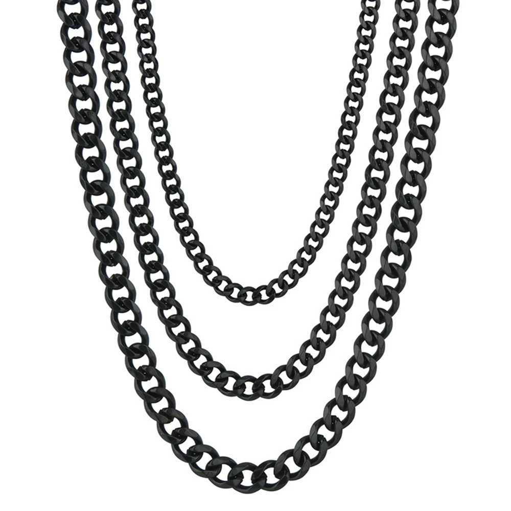 1 Piece Width 3.5/5/7mm Stainless Steel Gold/Black Color Punk Necklace Cuban Link Chain Male Fashion Jewelry Gifts for MenX240919
