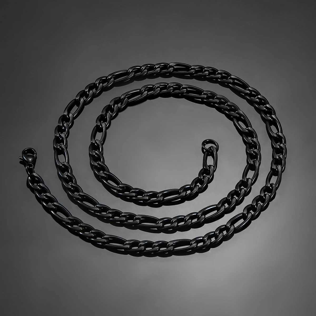 Thickness 3mm/4.5mm/6mm Black Color Figaro Chain Stainless Steel Link Classic Necklace for Men Women Jewelry 16 to 40 InchesX240919