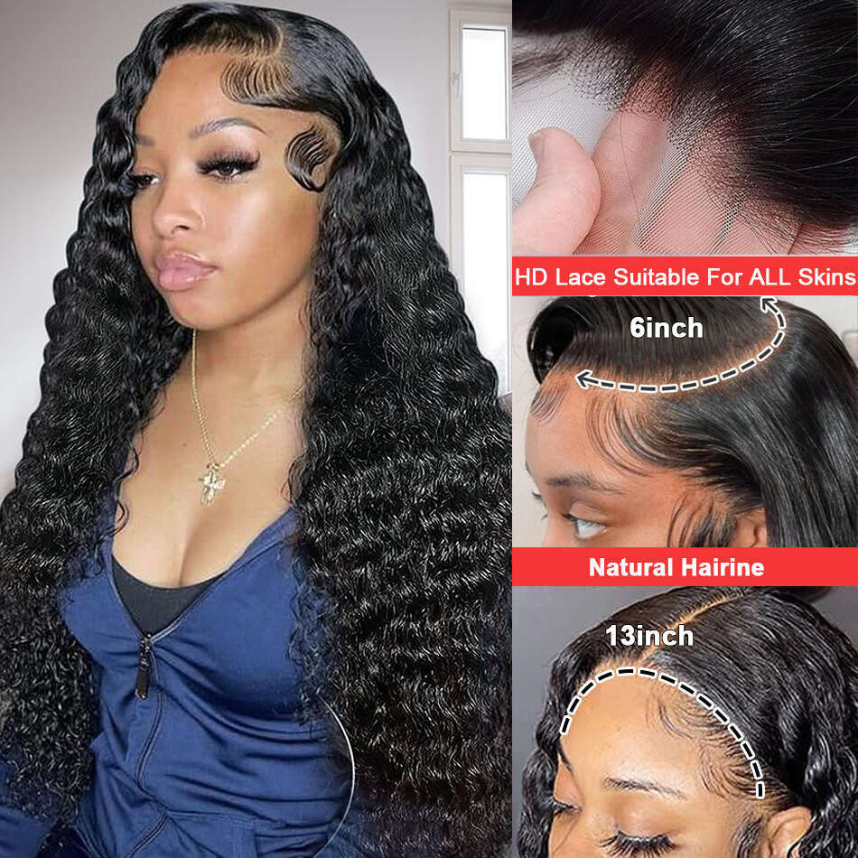 180 Density 13x6 Water Front Wig Human Hair 13x4 HD Transparent 30 32Inch Deep Wave Lace Frontal Wigs Curly Brazilian