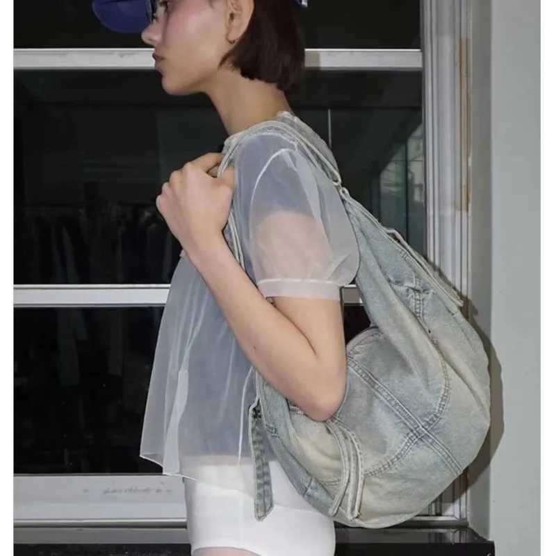CMM Vintage Y2k Denim Bag Women Retro Sweet Cool Large Capacity Casual Handbag Purse Ladies Harajuku Aesthetic Underarm 240920