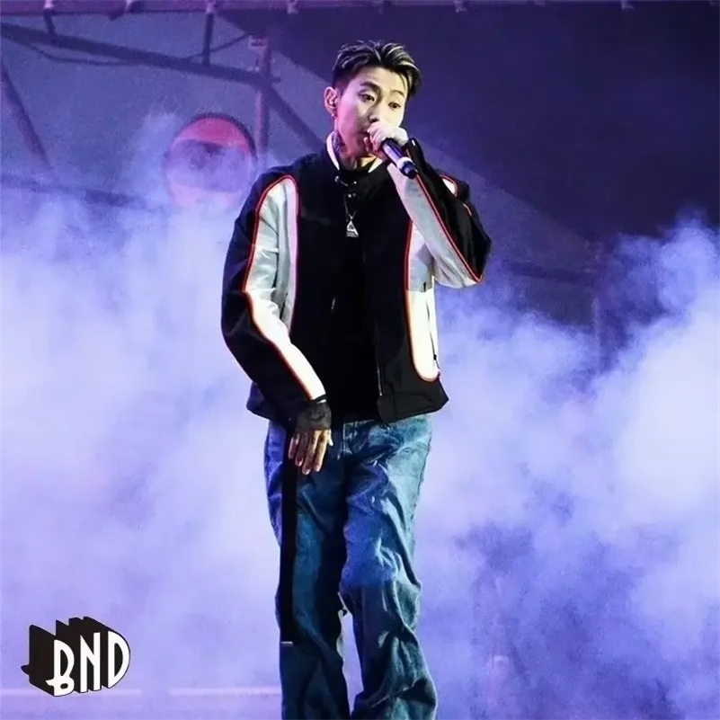 Retro Patchwork Jackets Men Loose Autumn Bomber Jacket Stand Collar Varsity Zipper Windbreaker Coats Casual Streetwear Unisex 240919