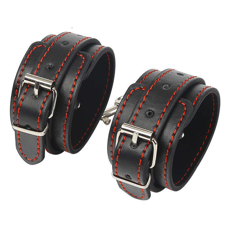 Male and female use of black PU plush handcuffs for binding, restraint, and tight binding, as well as adult sex toys