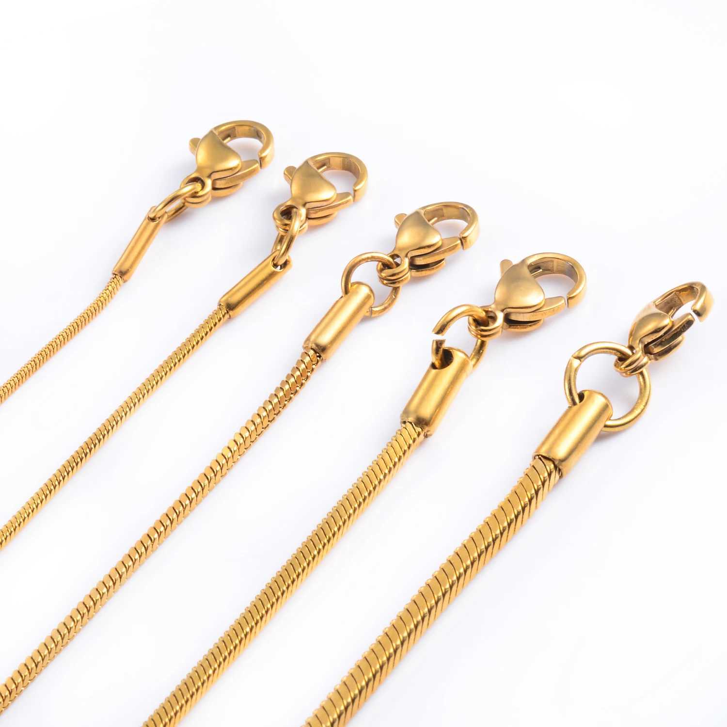 Witd 0.9/1.2/1.5/2/2.4mm Stainless Steel Square Snake Chain Necklace Gold Color For Men Womens Fashion JewelryX240919
