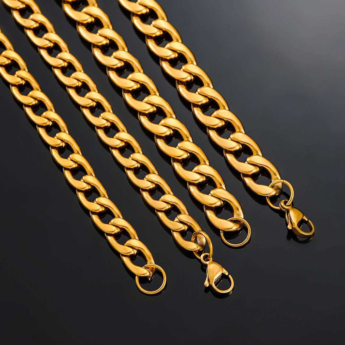 3mm/4.5mm/6mm/7.5mm/9.5mm/11.5mm Stainless Steel Cuban Link Classic Necklace Chain Gold Color for Men Women JewelryX240919