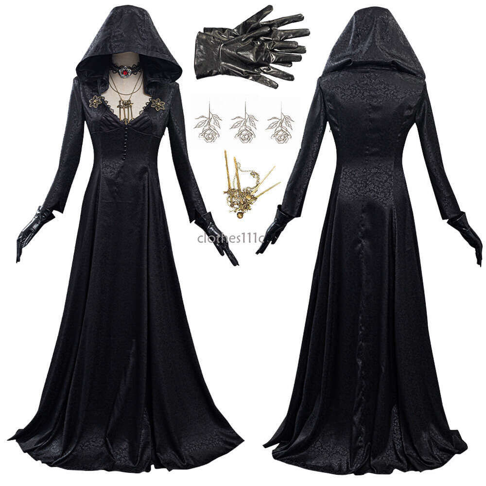 Evil cosplay Women Dimitrescucosplay Dress Biohazard Game 8 Village Costume Necklace Outfits Disguise Halloween Suits halloween costume women