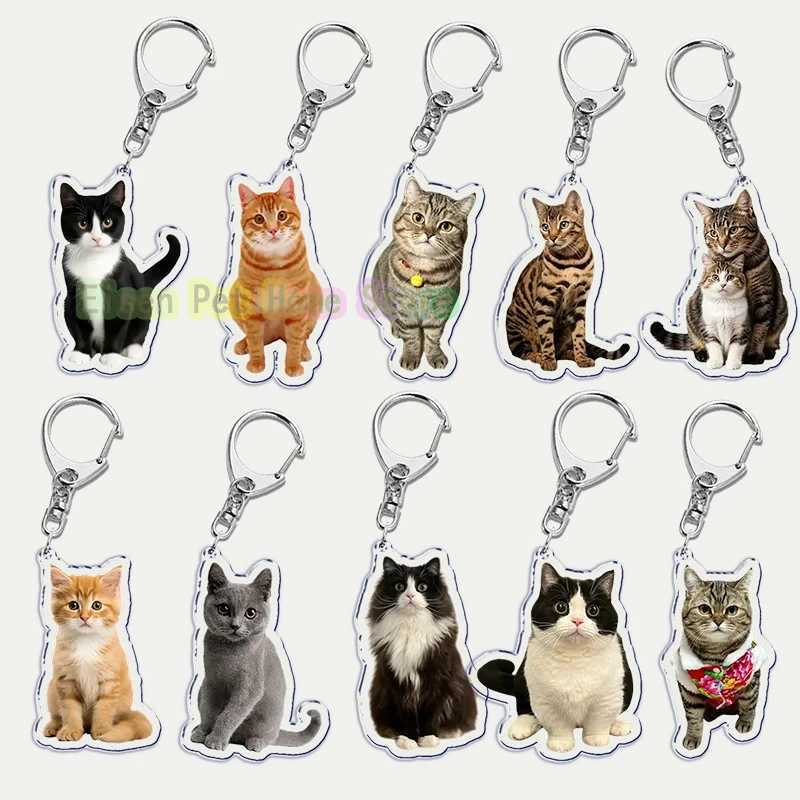 Funny Cat Key Chain Keychains Ring for Accessories Bag Pendant Keyring Jewelry Cute Animal Pet Llaveros Friends Gifts Cool CatsX240919