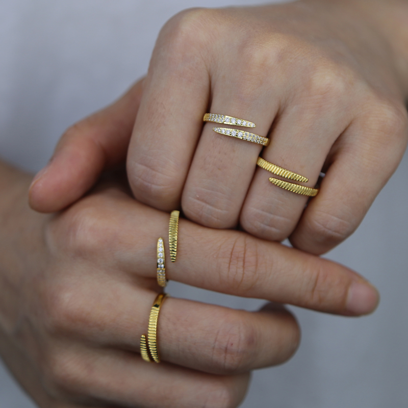 Gold Open Finger Rings Micro Pave Bg Cubic Zirconia | Bride Wedding Jewelry Gifts