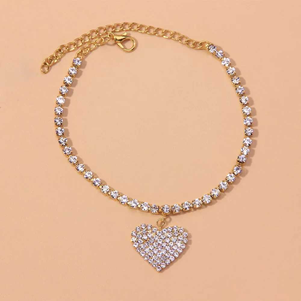 New Shining Cubic Zirconia Chain Anklet For Women Fashion Silver Color Ankle Bracelet Barefoot Sandals Foot Jewelry Y240920