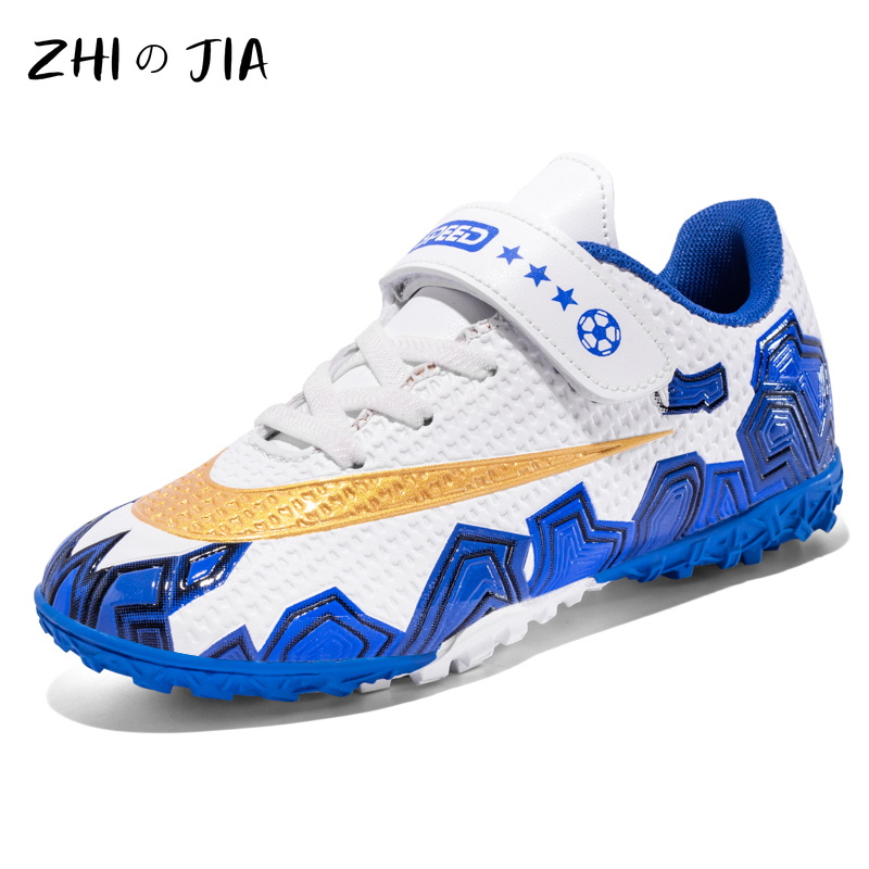 Children's Hook Loop Fastener Football Shoes Outdoor Training Shoes Leather Lightweight Breathable Sneaker Boys Casual Footwear