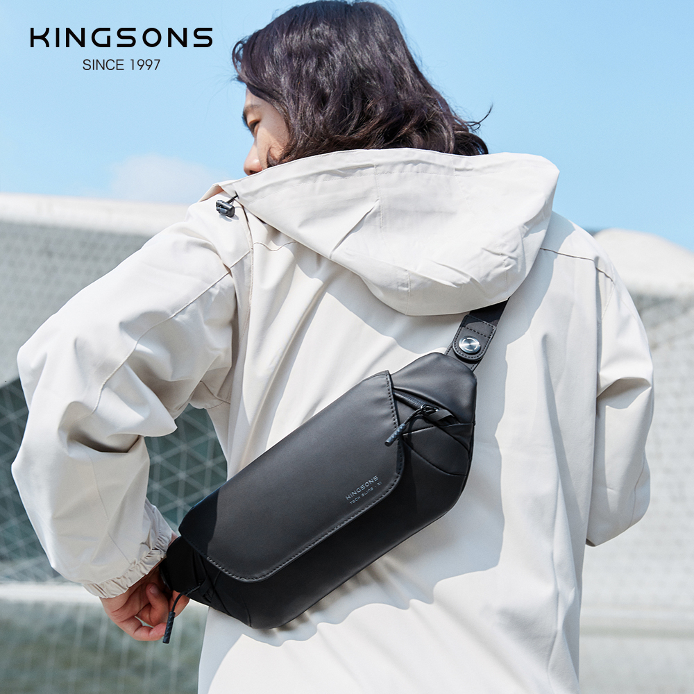 Kingons Shoulder Waterproof Bags Simple Commuter Crossbody Bashion Hip-Hop Superior Minimalist Cool Chest Bag Fashion
